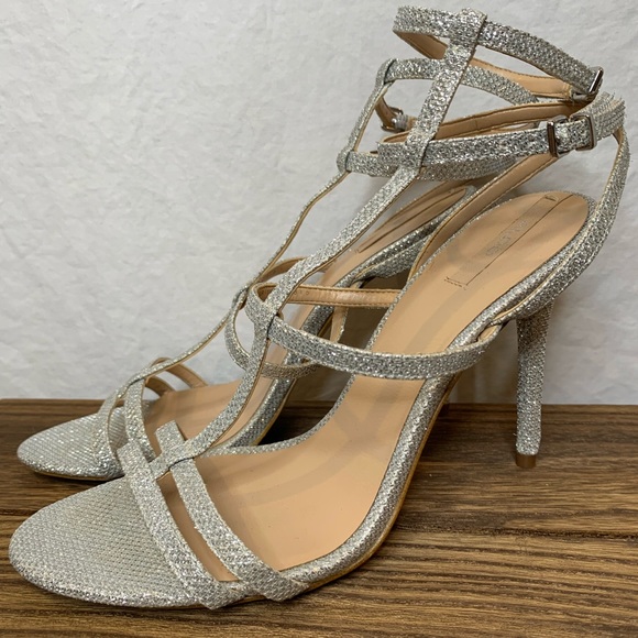 Like New ALDO Formal Heels Silver Sparkly Prom - Picture 5 of 8